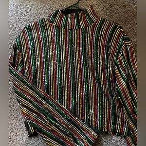 Free People sequined mock neck top